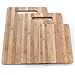 3 Piece Bamboo Cutting Board Set Made From Premium Wood - Thick Germ Resistant Anti-microbial Chopping Board Block - Serving Tray - Bonus Cheese Knife Included - Large Medium & Small Boards - Brown