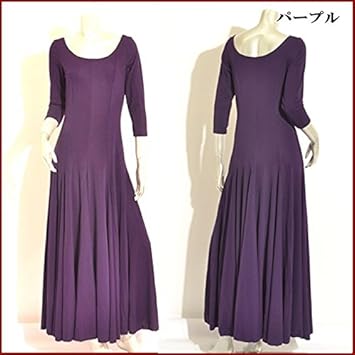 Amazon パープル 紫 フラメンコ衣装 ワンピース シンプルマチ付 広がり 社交ダンス 選べるカラー P33 Am Mika Dress ミカドレス 社交ダンス