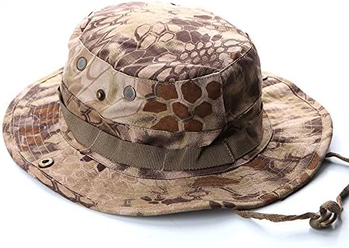 ROUTESUN Men's Fishing Sun Hat Visor Hats Snap Wide Brim Bucket Hat with String,Military Camouflage Boonie Hat Desert Rattlesnake