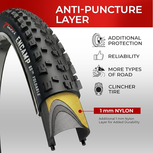 Fincci Bici Copertoni MTB 27.5 x 2.25 - Coppia Pieghevole Nero Pneumatici 57-584 con Antiforatura 1mm - Biciclette Gomme 27,5" per Adulto Donna e Uomo - Imballaggio Accessori per Mountain & E bike