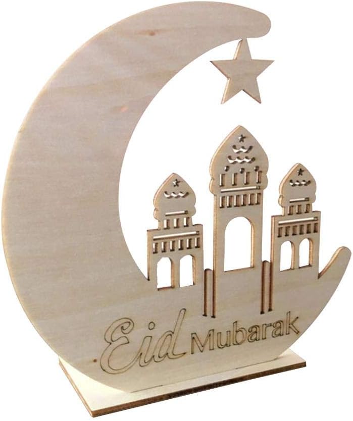 Led Ornaments for The Living Room Wooden Moon Stars Ornaments Islamic Palace Eid DIY LED Decorative Suppliers Crafts for Home Bedroom