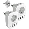 2 Pack Switzerland Plug Adapter,VINTAR Type J Adapter Switzerland with 1 USB C,3 USB Ports and 2 American Outlets, 6 in 1 Swiss Power Adapter for US to Switzerland, Rwanda, Liechtenstein