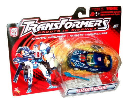 Hasbro Year 2001 Transformers Robots In Disguise Series 6 Inch Tall Robot Action Figure - Blue Color Speedy Knight Autobot SIDE BURN with Blaster Pistol, Missile Launcher and 1 Missiles (Vehicle Mode: Dodge Viper)