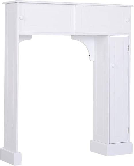 Amazon Com Homcom Freestanding Over Toilet Bathroom Storage Cabinet White Home Kitchen