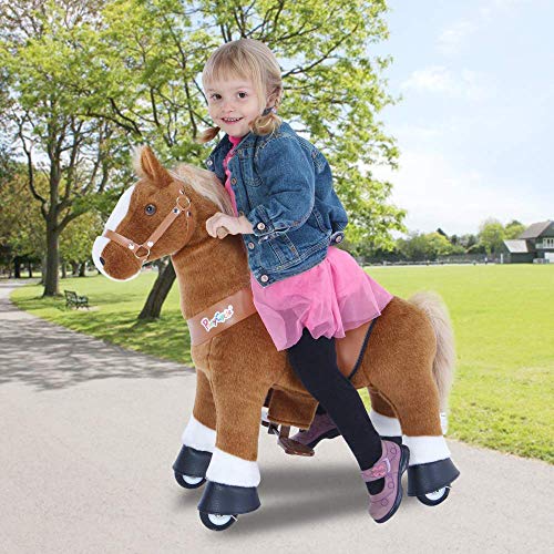 PonyCycle Plush Walking Brown Horse for Age 3-5, Brown and Black Horse Medium Size for Age 4-8 - Thumbnail 5