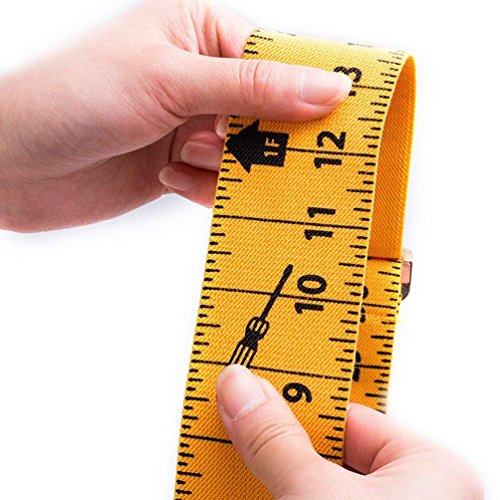 Tape Measure Suspenders 2” Wide Elastic Adjustable X-Back Shape with 4 Strong Clips for Heavy Duty Work(Yellow) - Thumbnail 3