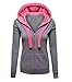 Fly Feeling Womens Plain Hoodie Hooded Zip Zipper Top Sweat Shirt Jacket Sweater Hoody