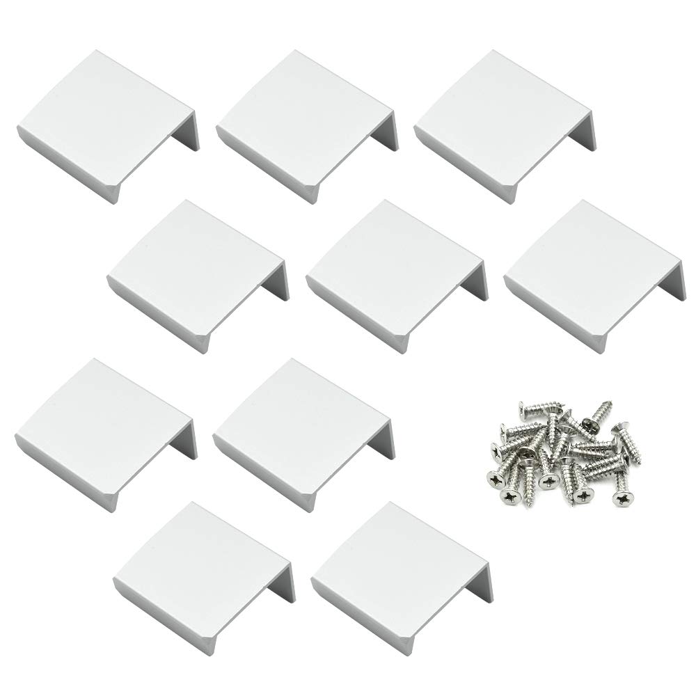 Photo 1 of LC LICTOP Edge Pull Handles for Cabinets, 1.38 Inch Aluminum Alloy Finger Tab Pulls, Concealed Drawer Handles for Kitchen, Dresser, Wardrobe, 0.63 Inch Hole Spacing, 10Pcs Silver Edge Pulls