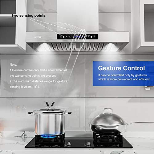IKTCH 36 inches Wall Mount Range Hood, 900 CFM Stainless Steel Kitchen
