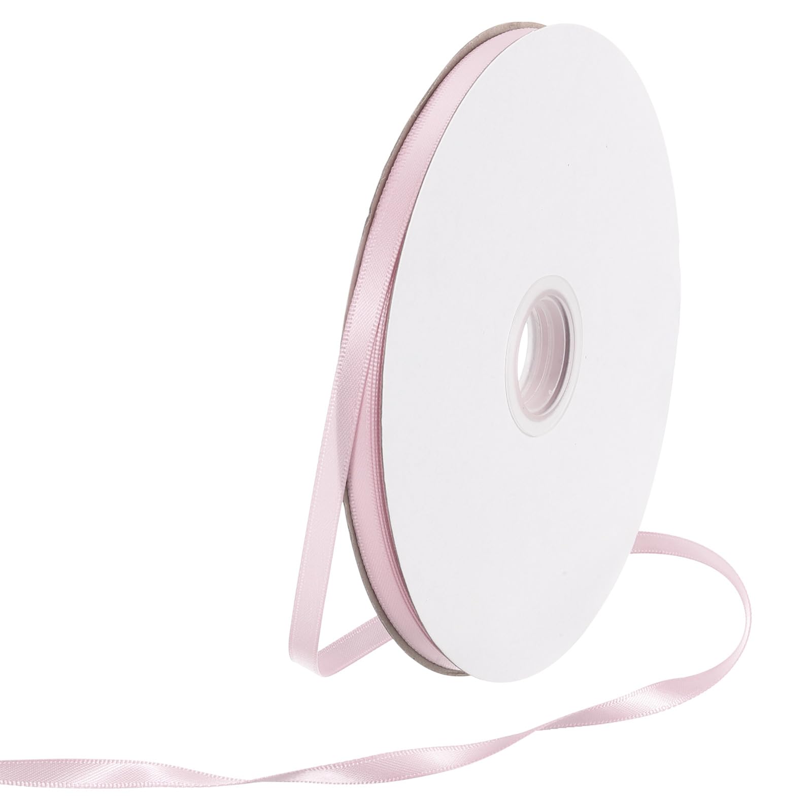Rebower 6mm Satin Ribbon 91m Thick Double Face Grosgrain Silk Ribbon, [for Gift Wrapping, Hair Bows, Wedding, Cake, Flower] - 100 Yard/300ft/ Pale Pink
