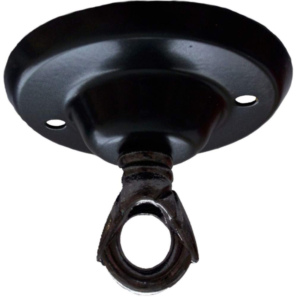 Art Deco Emporium 75mm Vintage Style Ceiling Rose with Art Deco Style Closed Loop in Matte Black Finish and Black Fixing Screws