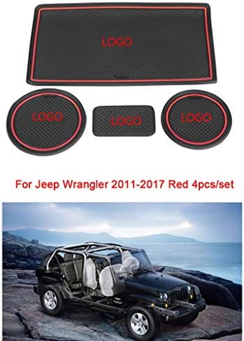 Zerama 4pcs/set Car Storage Box Cup Holder Interior Non-slip Groove Pad Mat Replacement For Jeep Wrangler 2011-2016