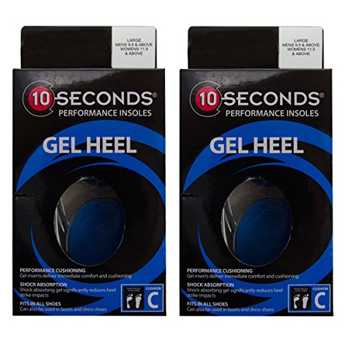 2 Pairs 10 Seconds Gel Heel Insoles Shock Absorbing Performance