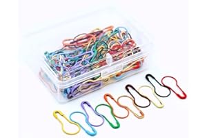 ZO.YEHAA 100 Pieces Safety Pins, Bulb Stitch Markers 10 Colors Assorted Metal Calabash Pins Pear Shape Knitting Pins for Crocheting Clothing Tag DIY Craft Project with Storage Box