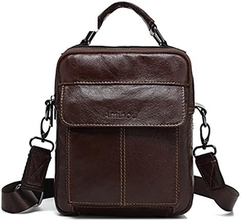Orlyvrie Hot Sale Vintage Messenger Bag Men Leather Genuine Shoulder Bag Casual Black Male Handbag Fashion Cow Leather Crossbody Bag BROWN 20X8X24CM