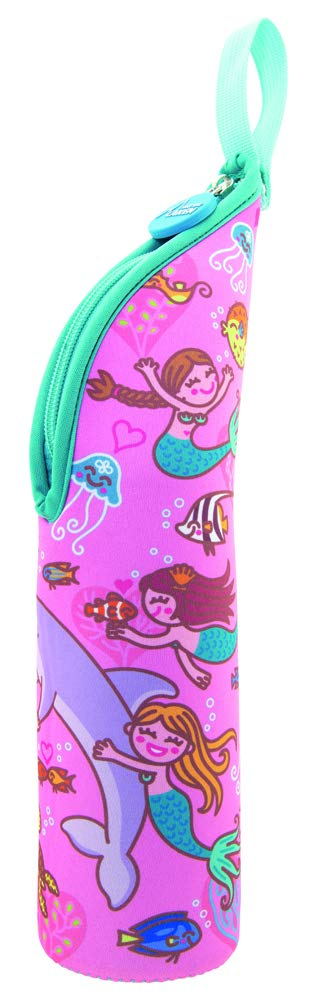 Laken Unisex Youth Stainless SteelThermo Drinking Spouses Neoprene Cover Fastening Stainless SteelDrinking Bottle with Child-friendly Design on the Cover 0.5Litres with Loop,L1800.05S,Sirenas-pink,0.5