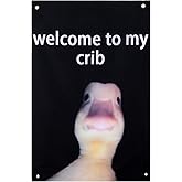 Welcome to My Crib, 2x3ft Double Printed Funny Flag Vibrant Colors Crib Banner with 4 Shiny Brass Grommets for Tapestry Dorm 
