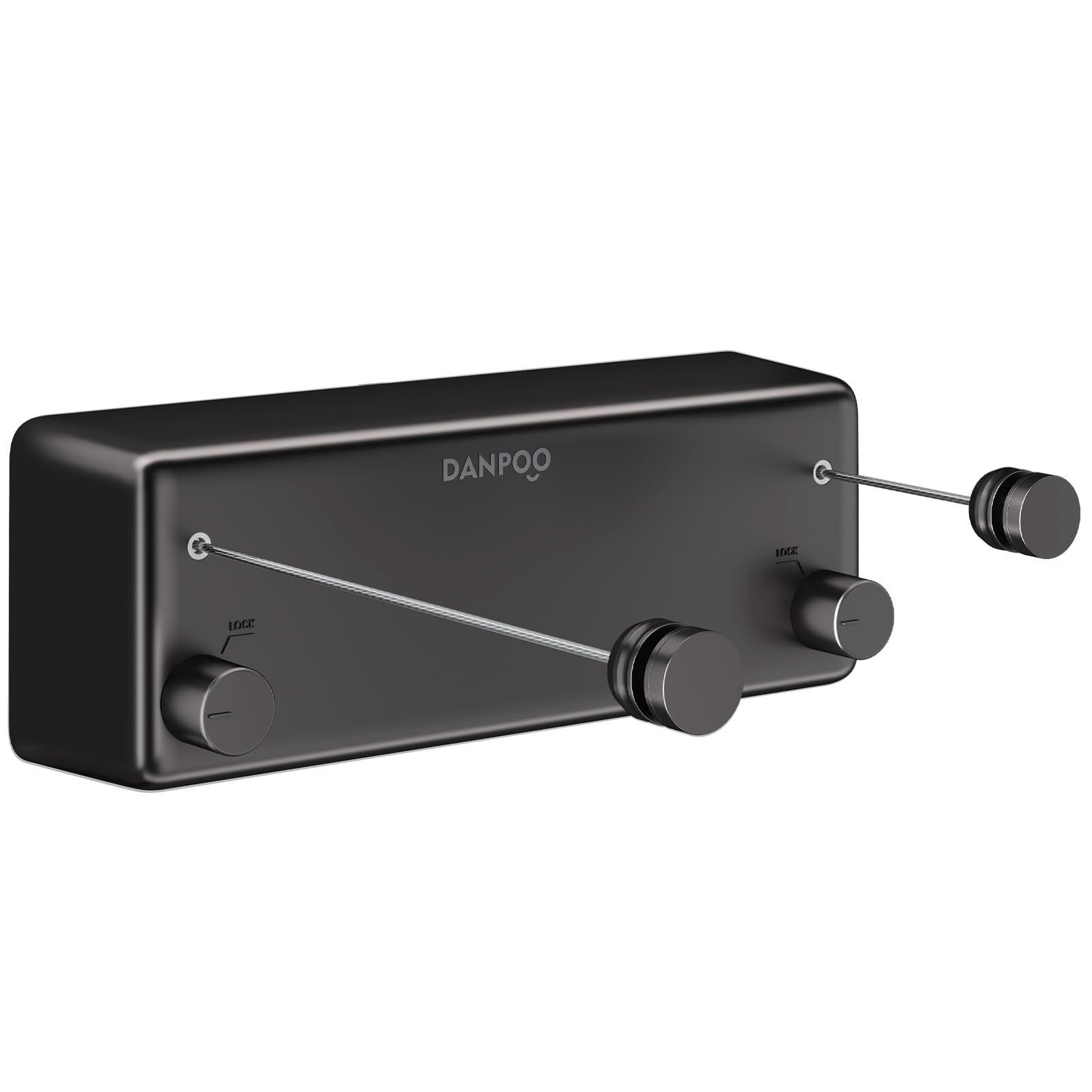 Danpoo Retractable Washing Line, Double 4.2 m Stainless Steel Clothes Lines Heavy Duty Indoor/Outdoor, Clothes Airer Wall Mounted, Black