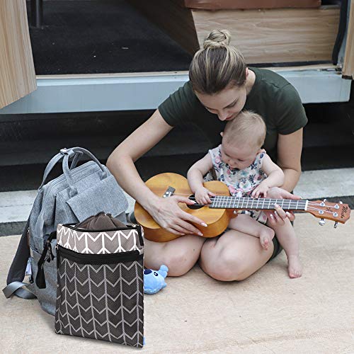 Wet Dry Bag for Baby Cloth Diaper, Waterproof Reusable Travel Bags with Two Zippered Pockets, Grab & Go for Swimsuits Swimming Pool Beach Gym Yoga Stroller (Gray) - Thumbnail 7