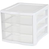 3 Drawer Organizer With Clear Storage Drawers, Desktop And Countertop Storage Unit For Office Supplies, Documents, Crafts, Beauty Essentials And Home Organization, 13 1/2" X 11" X 9 5/8"