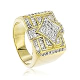 Men's Goldtone Iced Out Square & Diamond Shapes Finger Ring Sizes 7-12