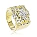 Men's Goldtone Iced Out Square & Diamond Shapes Finger Ring Sizes 7-12
