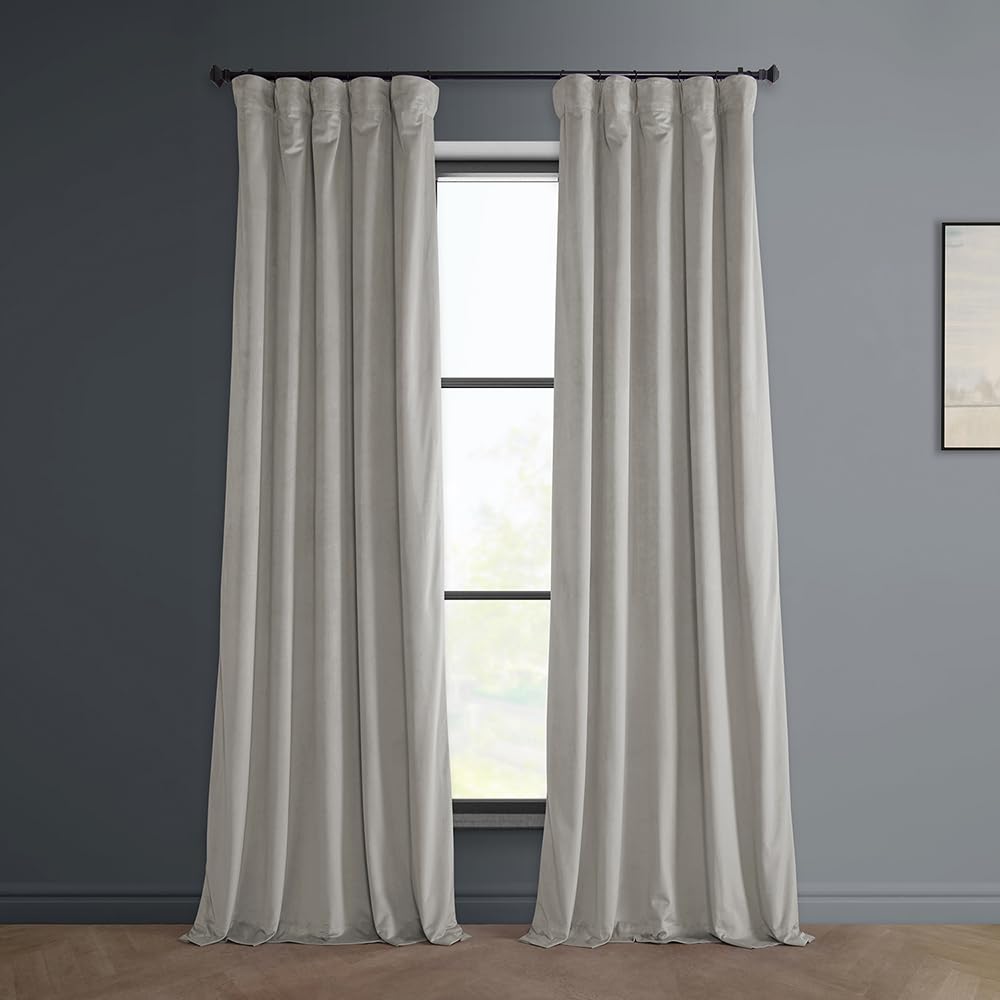 HPD Half Price Drapes Heritage Plush Velvet Curtains 108 Inches Long Room Darkening Curtains for Bedroom & Living Room 50W x 108L, (1 Panel), City Grey — image 1