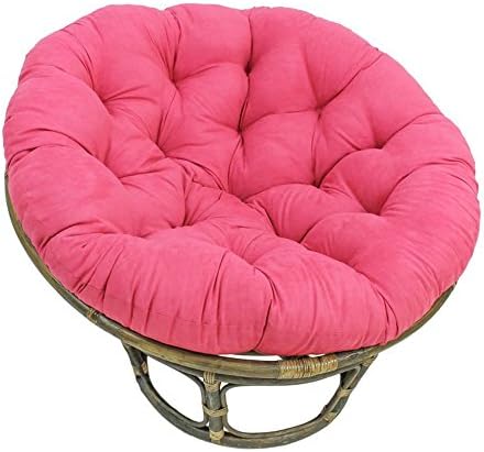 Rattan Papasan Chair with Tufted Foam Cushion - Modern Indoor Living Room Accent Seat (Bery Berry)
