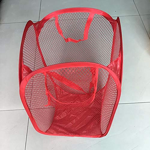 JISETY Foldable Mesh Pop Up Washing Laundry Basket Bag Bin Hamper Storage Random Color