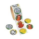 Fun Express Zoo Animal Sticker Roll Novelty (100 Piece)