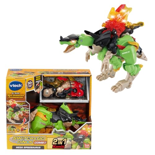 Vtech Switch and Go Dinos Combo Mega Spinosaurus - 2-in-1 Dino Motorcycle Transformer with Sound, Light and Voice Effects - For Children Aged 3-8 Years