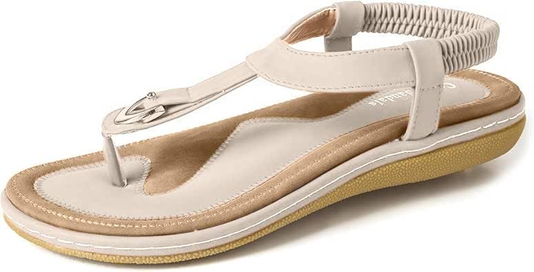 Amazon.com | Deals Women's Comfy Sandals, Comfort Slip On Summer's Sandals (Size 12, Beige) | Flats