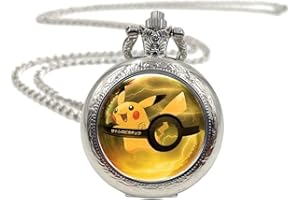 Joyplancraft Anime Monsters Glass Dome Pocket Watch Eevee Evolutios Cartton Watch Necklace