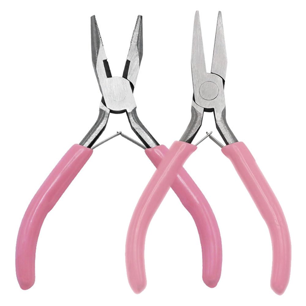 Aormuie 2 Pack Jewelry Making Pliers Set Needle Nose Plier Flat Nose Pliers Compact Mini Precision Plier for Jewellery Making and Repairing, ASD-954