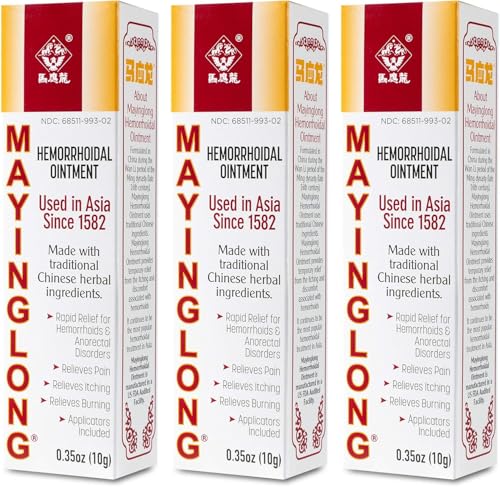 Mayinglong Musk Hemorrhoids Ointment (3 x 10g Tubes), 30g - Maximum Strength Formula for Hemorrhoidal Fast Relief, Soothes Itching, Burning & Discomfort - Fast-Acting Treatment to Shrink Swelling