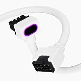 AIJS 8PIN PSU CPU Extension Cable,ARGB PC Cable with 5V 3Pin,18AWG 90&deg;Right-Angle Design for Cleaner PC Builds.30CM(White-CPU)