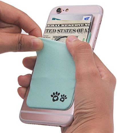 Lycra Cell Phone Card Holder, Sticker Firmly Adhesive Stick Back Cover Credit Card Holder Pouch Pocket for Mobile Cell Phones(baby blue footprint)
