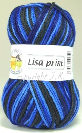 Lisa-Print Strickgarn Schulgarn Strick-Wolle meliert Bastelgarn 100 % Acryl - Farbe blau_grau_moos-meliert_69
