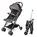 Amzdeal Airplane Lightweight Stroller with Pull Rod Umbrella Stroller One-hand Fold Design Baby Infant Travel Stroller - Black