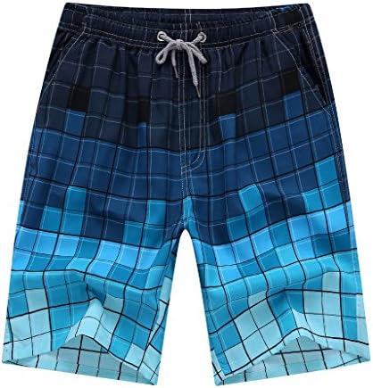 AIMY Shop Fashion Men's Swimwear Boardshorts With Pocket Leisure Beach Shorts Box Pattern