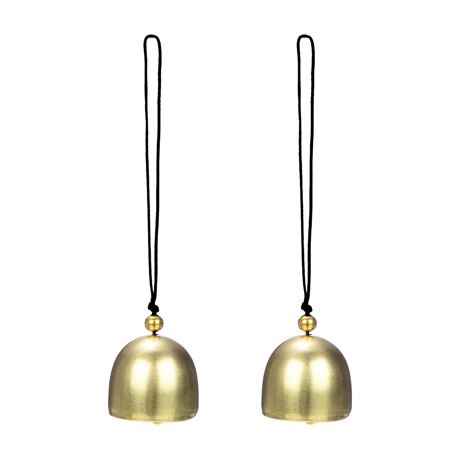M METERXITY 2-Pack Hanging Bells, Small Decorative Bells Wind Chimes Vintage Bell Jingle Bells for Christmas/Home/Window/Door/Garden Decor, Hanging Bell Pendant [Gold, Black]