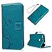 Pixel 6a Case, Mavis's Diary Protective Case for Google Pixel 6a Embossed Butterflies Floral Wallet Flip Folio Cover PU Leather Shockproof TPU Inner Bumper Card Slots (Blue)