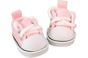 TOU-BEGUIN Doll Shoes Accessories, Mini Shoes for Dolls (No Doll), Cute Clothes Outfit Set Canvas Shoes Suitable for 15cm 17cm Doll, Dress Up Doll Clothing Shoes Set Replacement Pink