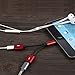 iPhone Lightning Charge & Audio Cable, Lightning to Double Lightning 2 Lightning Port for iPhone 7/ iPhone 7 Plus/iPad, Support Music Control, Charger and Phone Communication (Black-Red) (red)