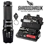 Shadowhawk X800 Super Bright Tactical Flashlight, Rechargeable (18650 Battery Included), Zoomable, IP65 Water-Resistant, 1200 Lumens CREE LED, 5 Light Modes for Camping and Hiking