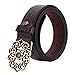 Whippy Western Fashion Leather Belts For Women With Vintage Hollow Flower Buckle