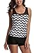 Chenghe Womens Sporty Padded Push Up Tankini Top Boyshort Bottom 2 Pieces Swimsuit Black M