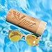 Ynport Mens/Womens Polarized Kat-Eye Bamboo Sunglasses,Wooden Coated Sunglasses, Vintage Eyewear, Floating in Water,for Men and Women