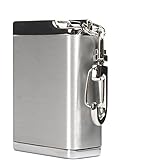 Honoro Metal Portable Ashtray,Outdoor Cigarettes Ashtray with Lid,Keychain,Rectangular Big Size Silver