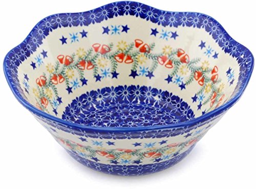 Click Here to See More Images Polish Pottery 9-inch Fluted Bowl (Wreath Of Bealls Theme) + Certificate of Authenticity